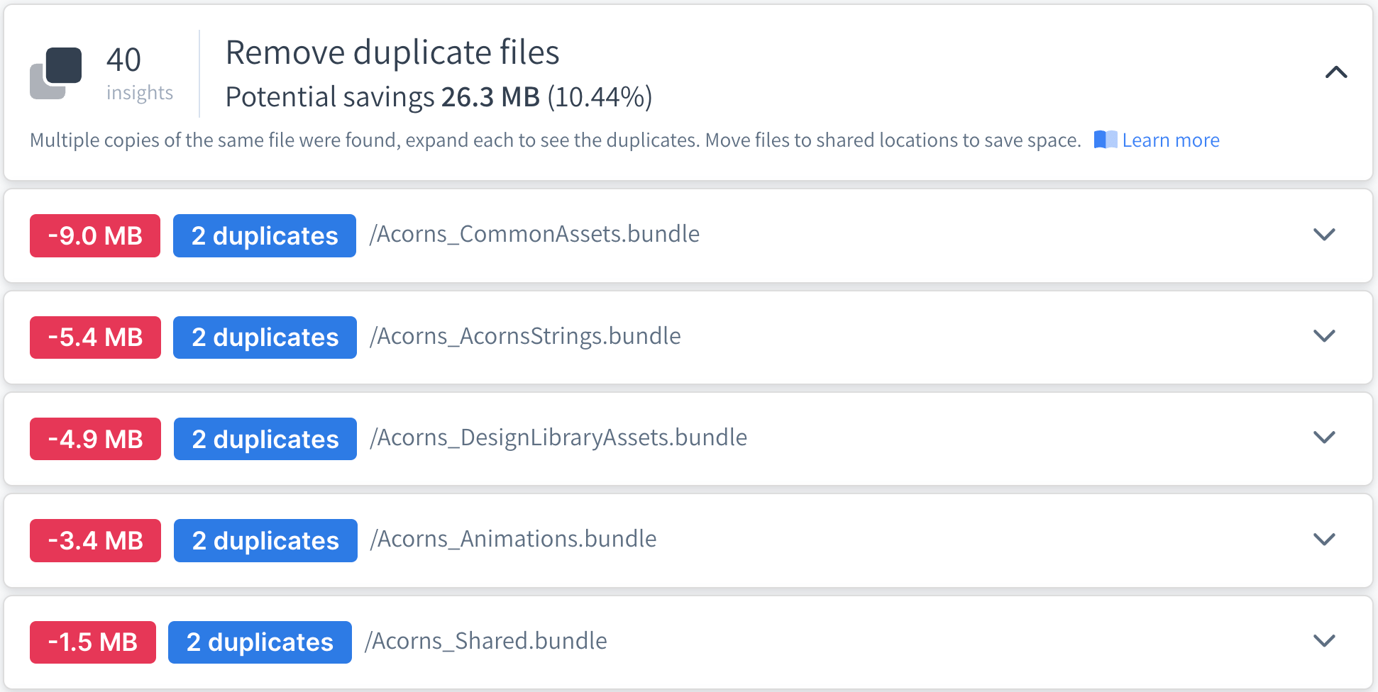 Duplicated bundles in Acorns